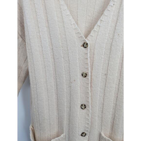 Vintage Knitting Needles 100% Wool Cardigan Sweater Cream Button Front Size XL - Picture 4 of 5